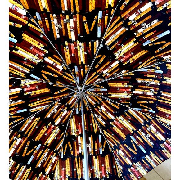 Y2K Umbrella CIGARS Smoking graphic print Golfing Rain Summer retro rare rain - Picture 1 of 8